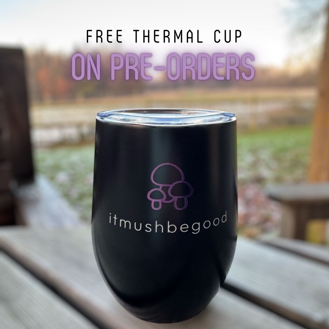 Free thermal cup on table outside